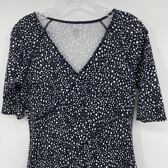 TITLE NINE Dream Short Sleeve Dress Women Size S Soft Stretch Jersey Black White - Picture 2 of 9